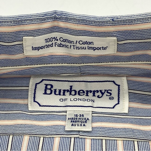 Burberry Blue Striped Button-Up Shirt 16 - 34 - Picture 15 of 16